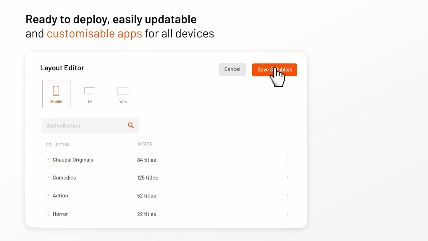 Ready to deploy, easily updatable and customisable apps for all devices